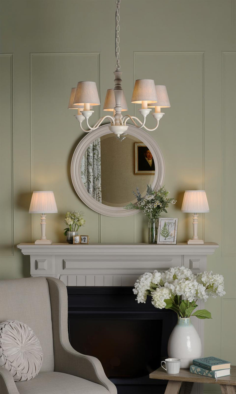 Laura Ashley Tate Twin Pack Table Lamp Distressed Wood With Shade • LA3756329-Q