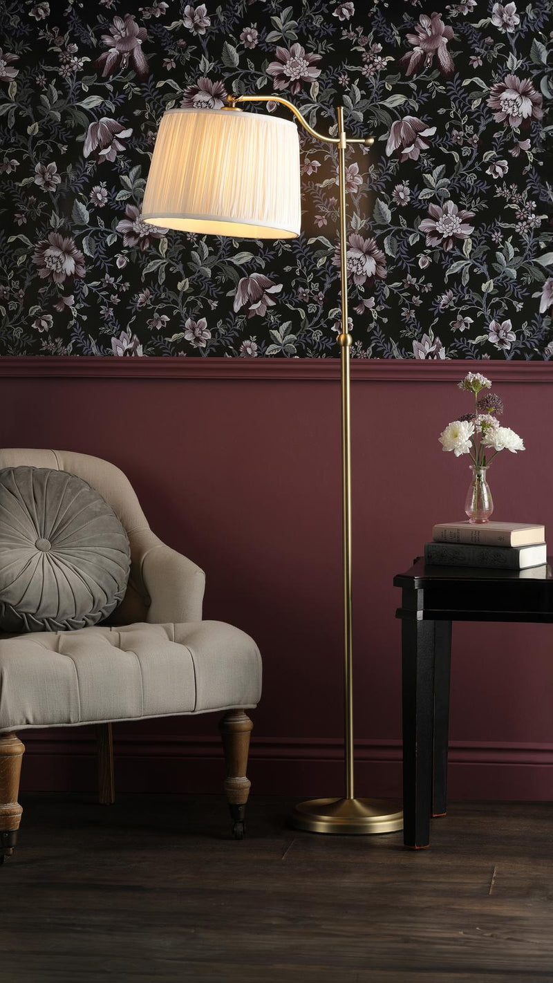 Laura Ashley Hemsley Floor Lamp Matt Antique Brass With Shade • LA3756330-Q