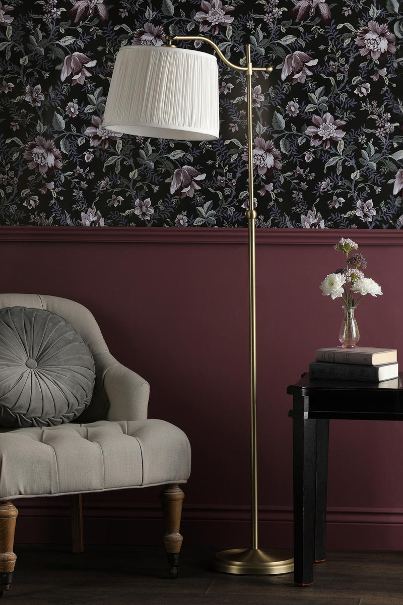 Laura Ashley Hemsley Floor Lamp Matt Antique Brass With Shade • LA3756330-Q