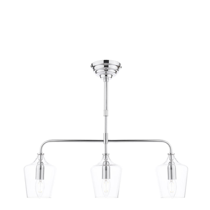 Laura Ashley Ockley 3 Light Bar Pendant Polished Chrome and Glass • LA3756331-Q