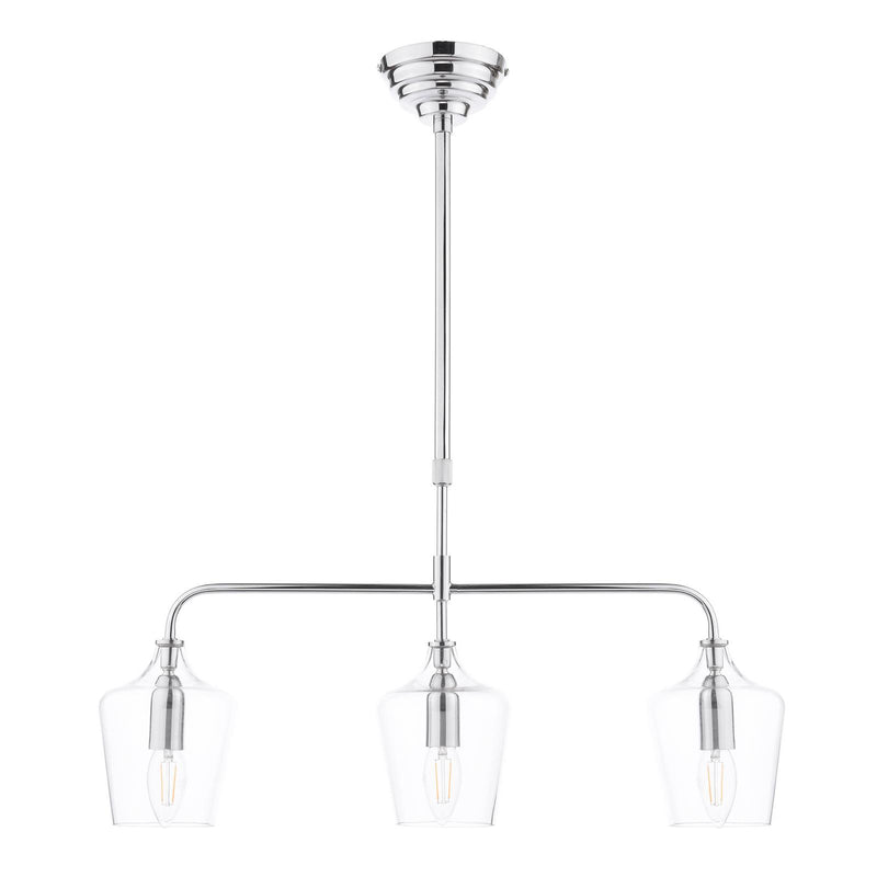 Laura Ashley Ockley 3 Light Bar Pendant Polished Chrome and Glass • LA3756331-Q