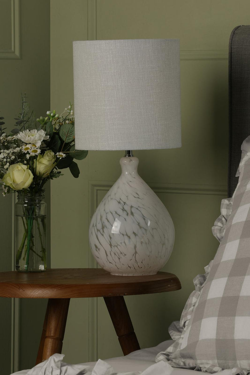 Laura Ashley Confetti Table Lamp White Glass and Polished Chrome With Shade • LA3756332-Q