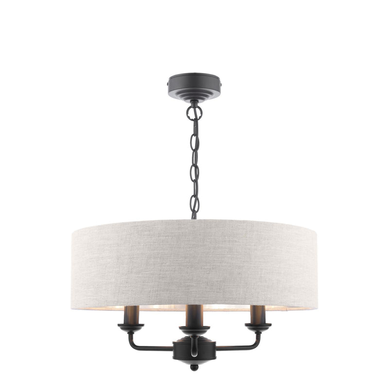 Laura Ashley Sorrento 3 Light Shadelier Matt Black and Natural With Shade • LA3756362-Q