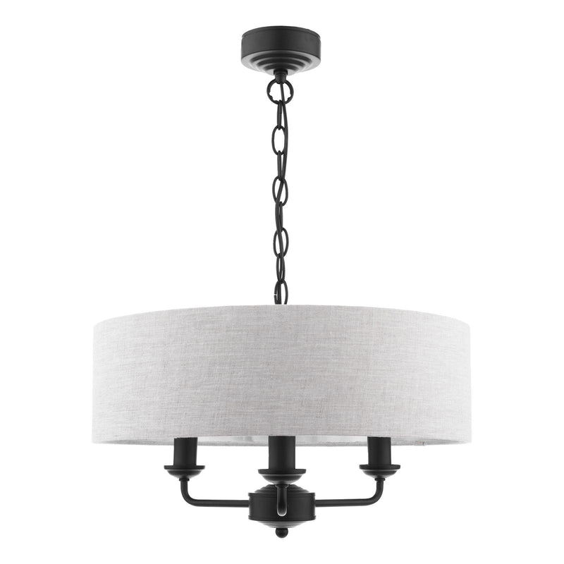 Laura Ashley Sorrento 3 Light Shadelier Matt Black and Natural With Shade • LA3756362-Q