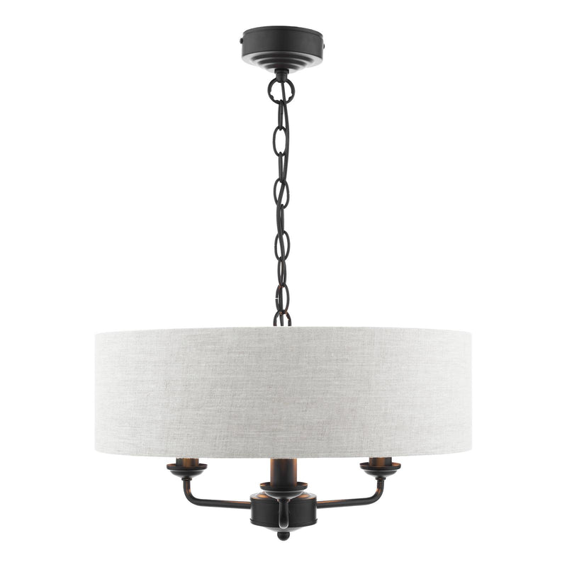 Laura Ashley Sorrento 3 Light Shadelier Matt Black and Natural With Shade • LA3756362-Q