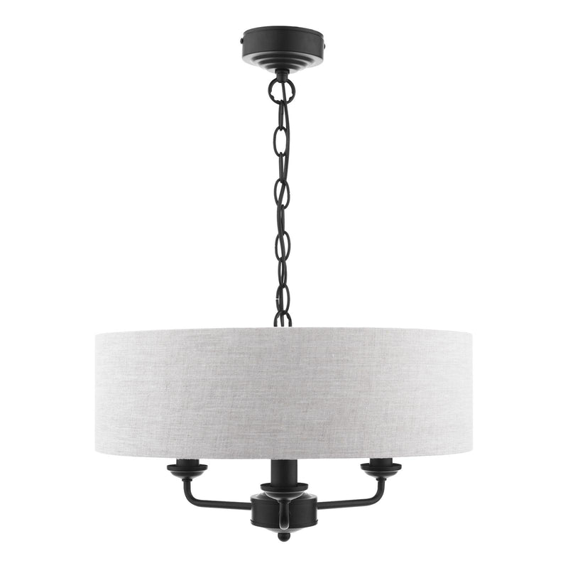 Laura Ashley Sorrento 3 Light Shadelier Matt Black and Natural With Shade • LA3756362-Q