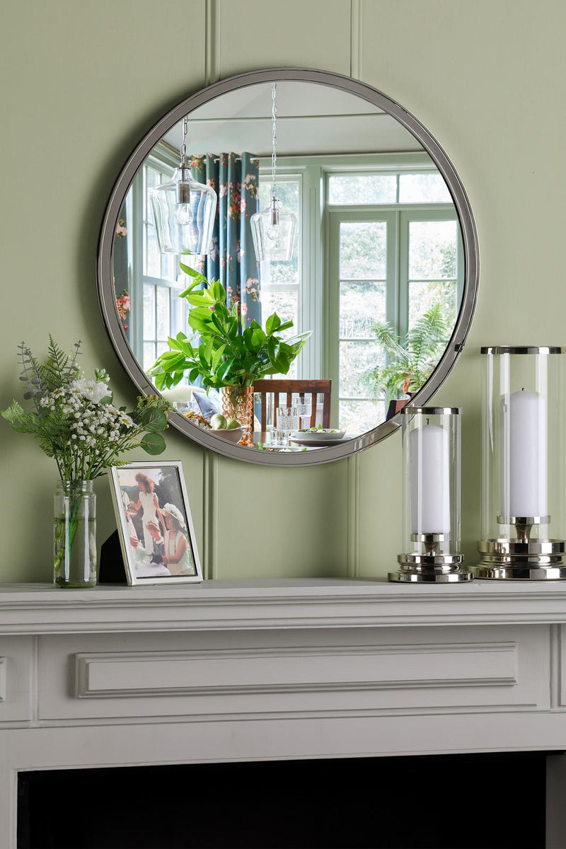 Laura Ashley Harrington Mirror Polished Nickel 60cm • LA3756379-Q