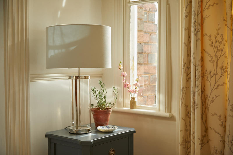 Laura Ashley Harrington Large Table Lamp Polished Nickel and Glass With Shade • LA3756382-Q