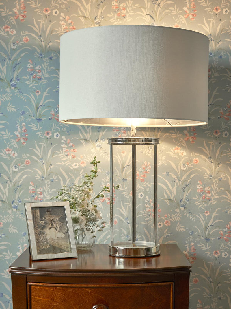 Laura Ashley Harrington Large Table Lamp Polished Nickel and Glass With Shade • LA3756382-Q