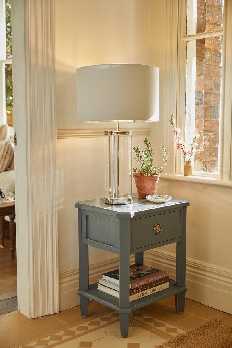 Laura Ashley Harrington Large Table Lamp Polished Nickel and Glass With Shade • LA3756382-Q