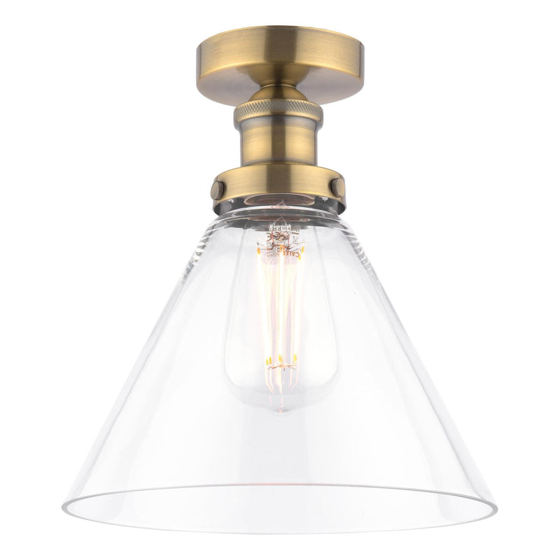 Laura Ashley Isaac Semi-Flush Antique Brass and Glass • LA3756386-Q