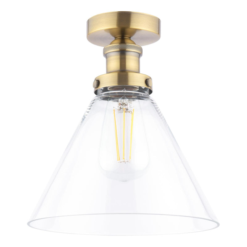Laura Ashley Isaac Semi-Flush Antique Brass and Glass • LA3756386-Q
