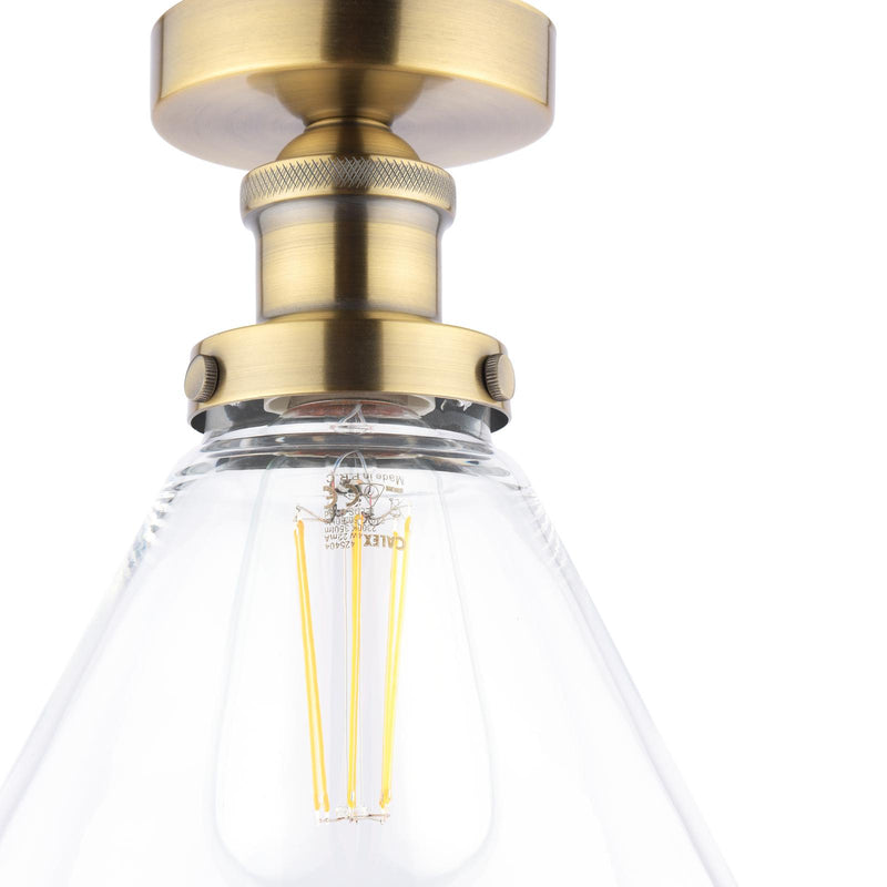 Laura Ashley Isaac Semi-Flush Antique Brass and Glass • LA3756386-Q