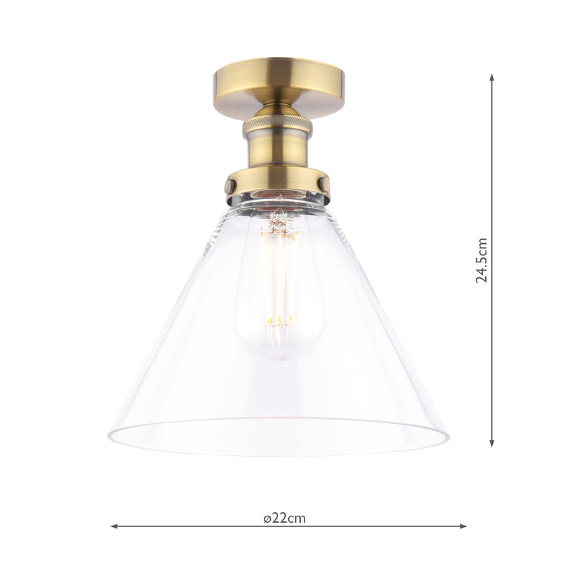 Laura Ashley Isaac Semi-Flush Antique Brass and Glass • LA3756386-Q