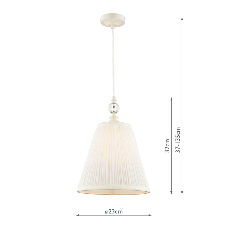 Laura Ashley Ellis Pendant Satin Cream and Crystal With Shade • LA3756389-Q