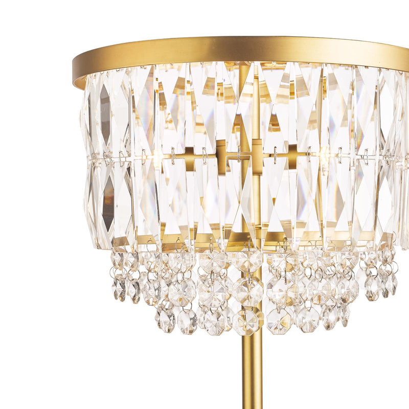 Laura Ashley Rhosill 3 Light Floor Lamp Crystal and Matt Antique Brass • LA3756390-Q