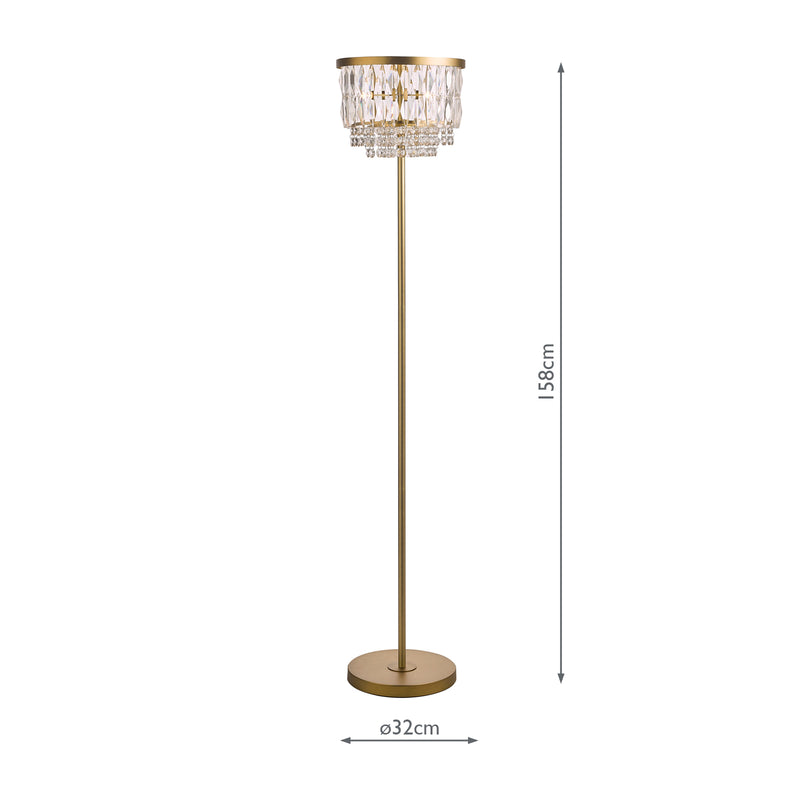Laura Ashley Rhosill 3 Light Floor Lamp Crystal and Matt Antique Brass • LA3756390-Q