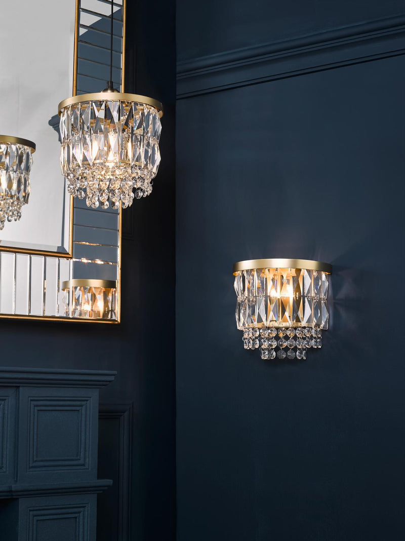 Laura Ashley Rhosill Wall Light Crystal and Matt Antique Brass • LA3756391-Q