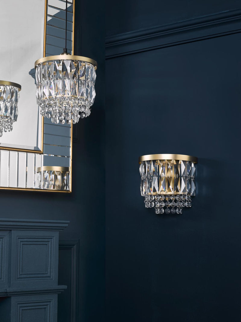 Laura Ashley Rhosill Wall Light Crystal and Matt Antique Brass • LA3756391-Q