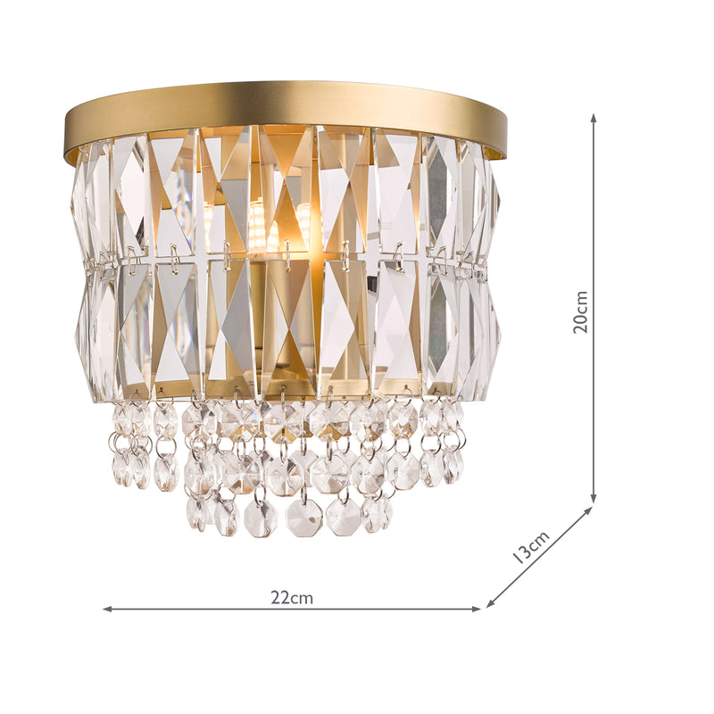Laura Ashley Rhosill Wall Light Crystal and Matt Antique Brass • LA3756391-Q