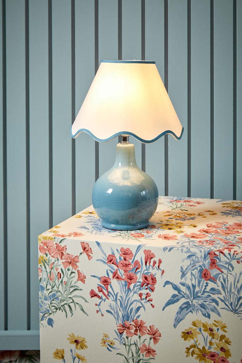 Laura Ashley Bramhope Table Lamp Blue Ceramic With Shade • LA3756394-Q
