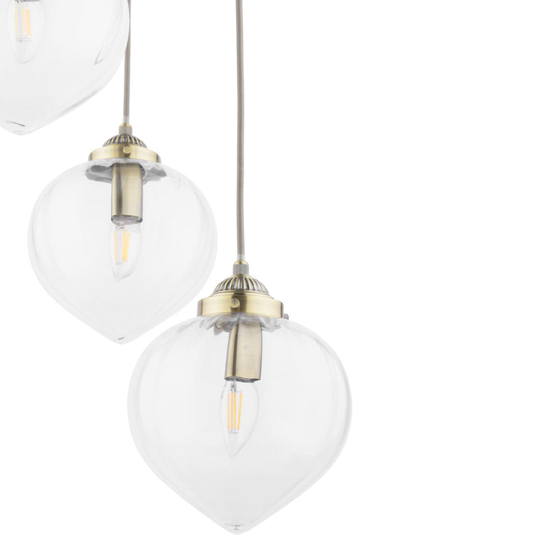 Laura Ashley Whitham 3 Light Cluster Pendant Antique Brass and Ribbed Glass • LA3756397-Q