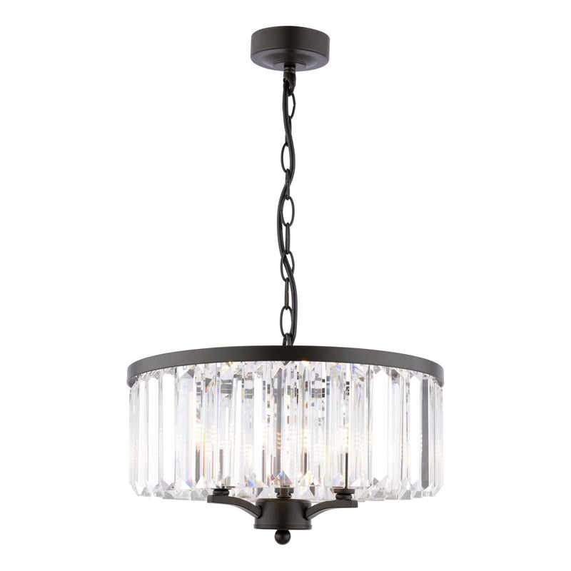 Laura Ashley Elkwood 3 Light Pendant Crystal and Black • LA3756398-Q