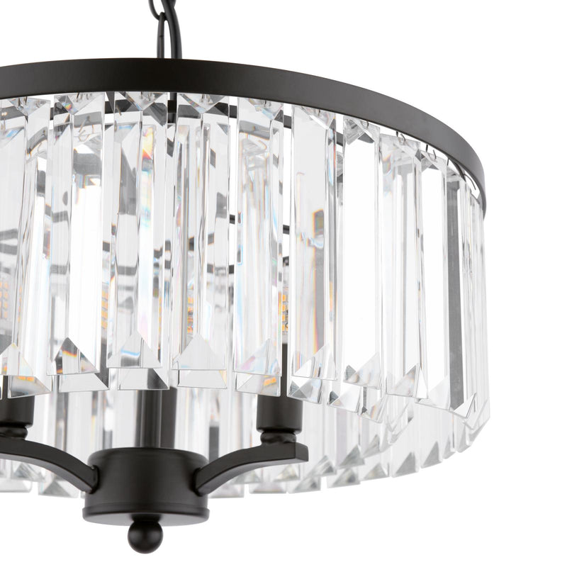 Laura Ashley Elkwood 3 Light Pendant Crystal and Black • LA3756398-Q