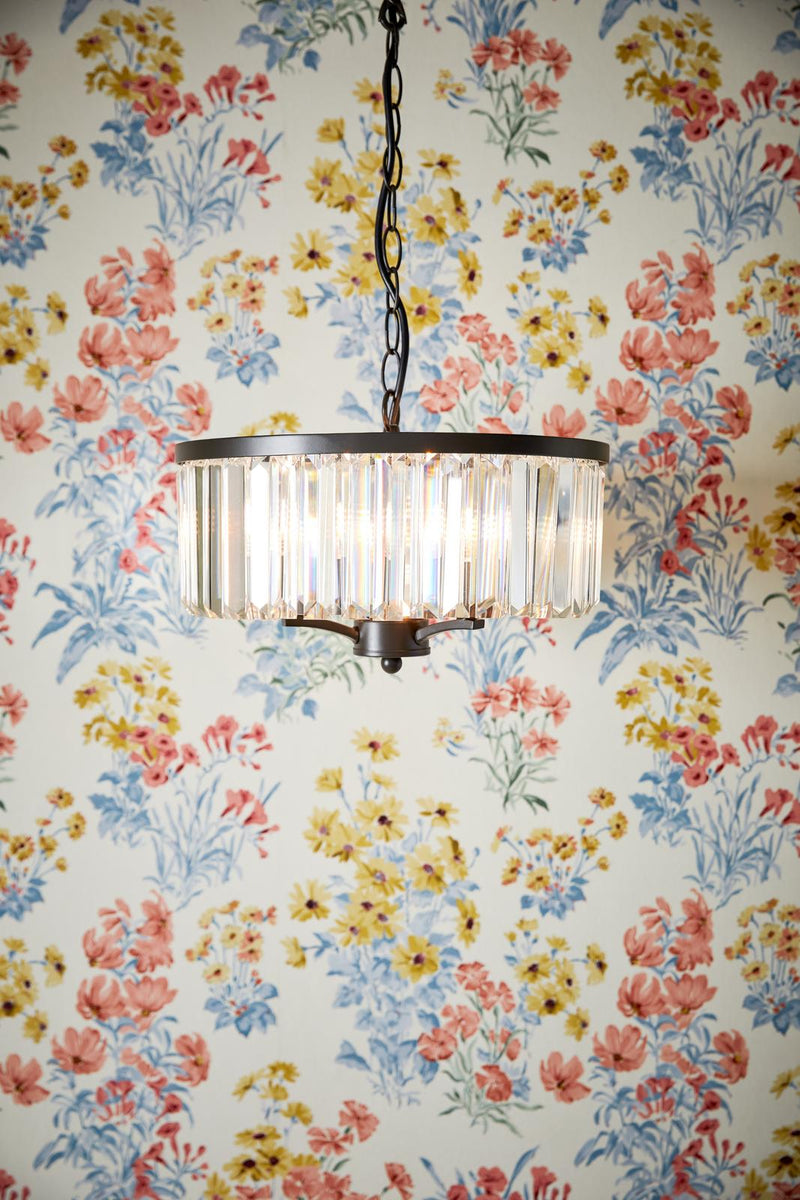 Laura Ashley Elkwood 3 Light Pendant Crystal and Black • LA3756398-Q