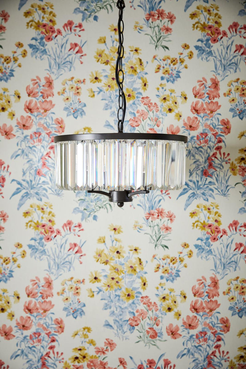 Laura Ashley Elkwood 3 Light Pendant Crystal and Black • LA3756398-Q