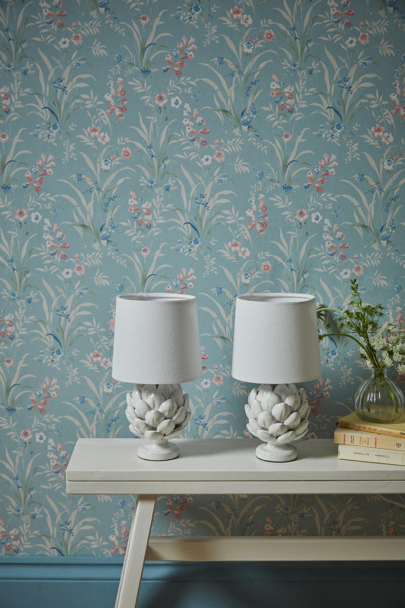 Laura Ashley Artichoke Twin Pack Table Lamp White With Shade • LA3756399-Q