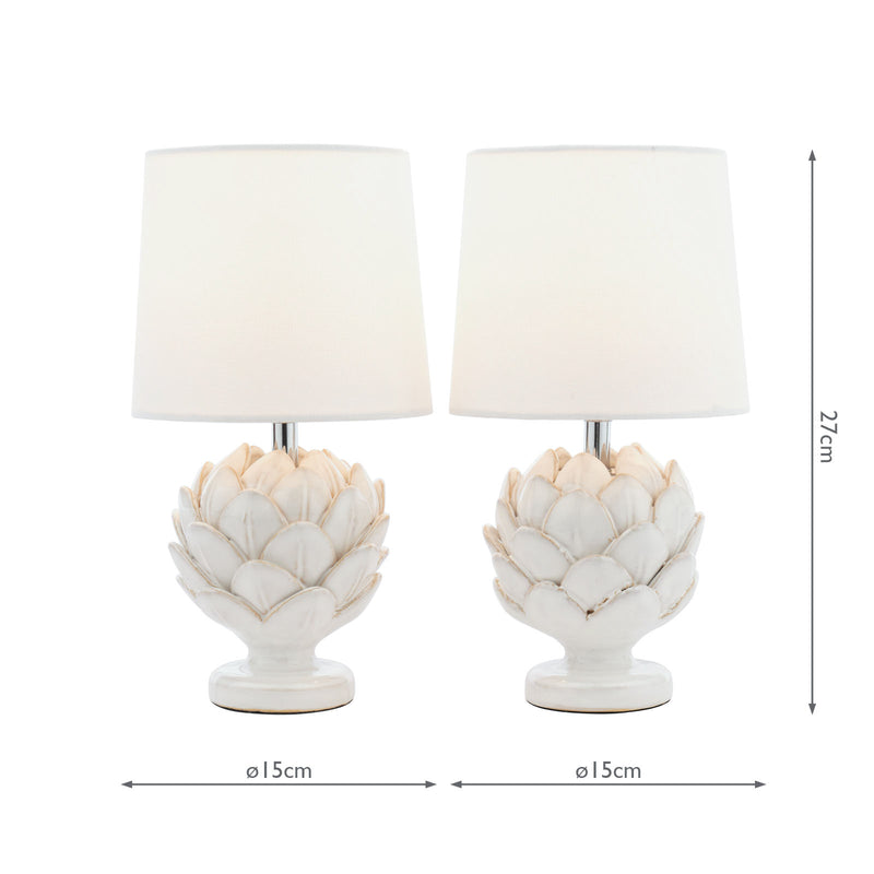 Laura Ashley Artichoke Twin Pack Table Lamp White With Shade • LA3756399-Q