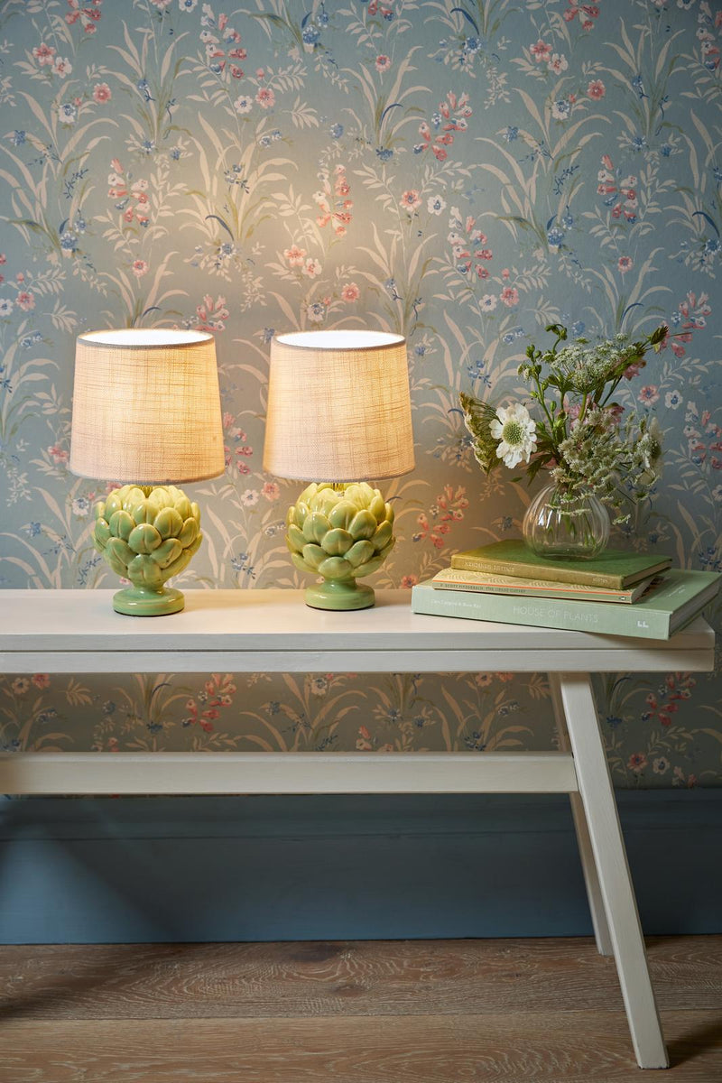 Laura Ashley Artichoke Twin Pack Table Lamp Green With Shade • LA3756400-Q