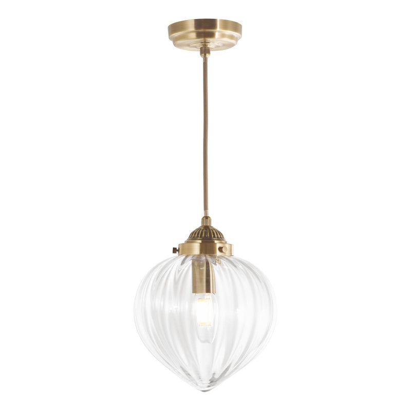 Laura Ashley Whitham Pendant Antique Brass and Ribbed Glass • LA3756404-Q