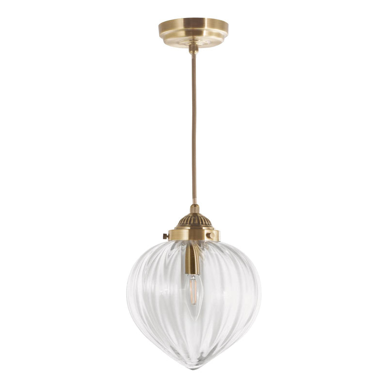 Laura Ashley Whitham Pendant Antique Brass and Ribbed Glass • LA3756404-Q