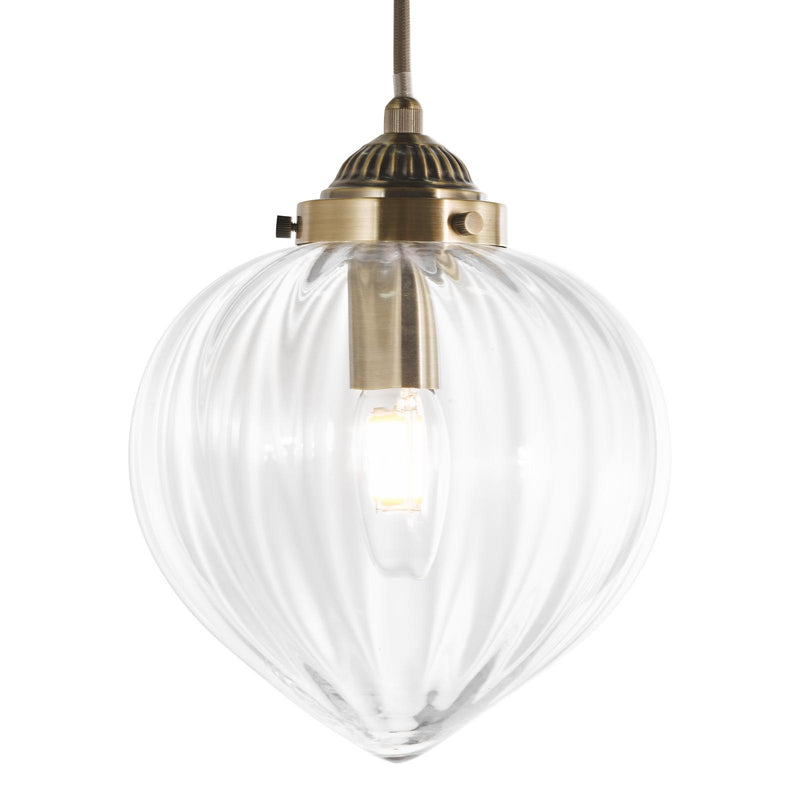 Laura Ashley Whitham Pendant Antique Brass and Ribbed Glass • LA3756404-Q