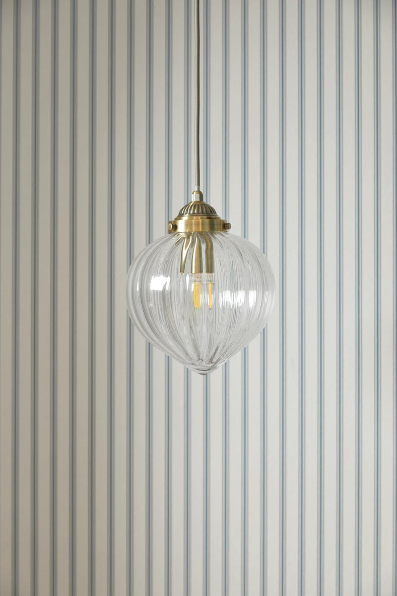 Laura Ashley Whitham Pendant Antique Brass and Ribbed Glass • LA3756404-Q