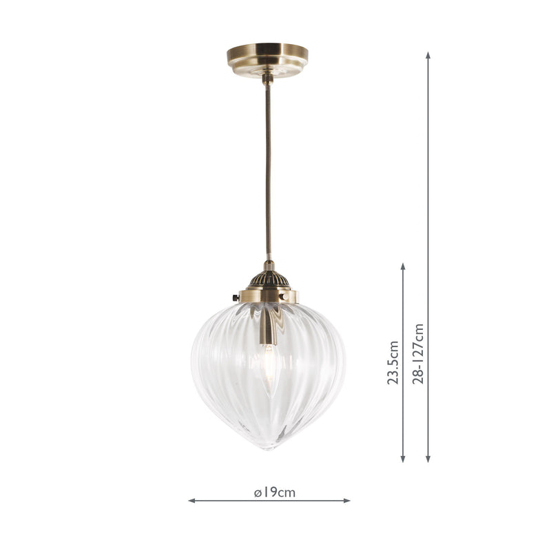 Laura Ashley Whitham Pendant Antique Brass and Ribbed Glass • LA3756404-Q