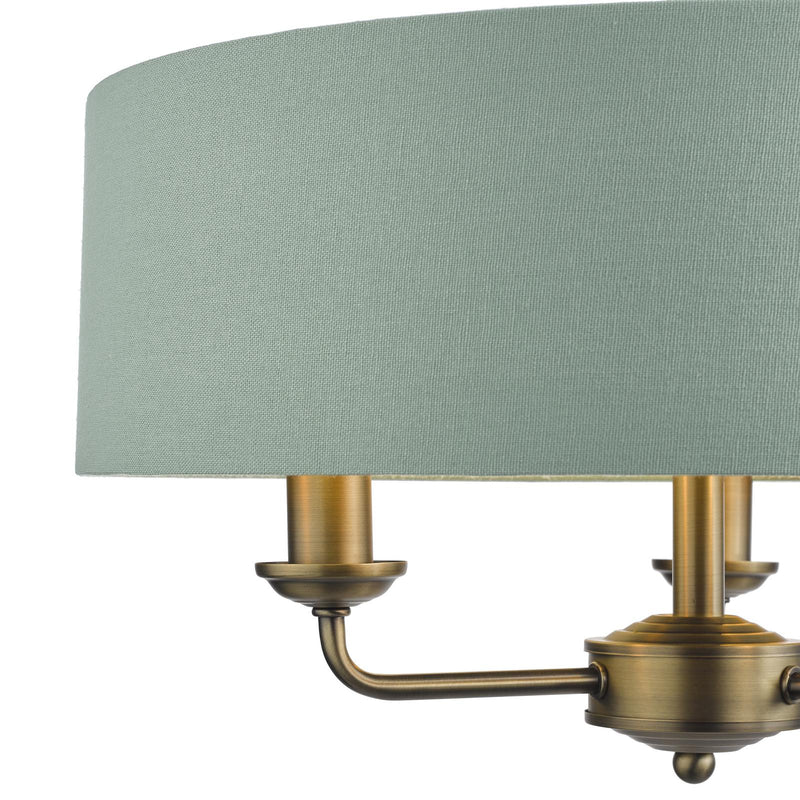 Laura Ashley Sorrento 3 Light Shadelier Matt Antique Brass and Green With Shade • LA3756409-Q