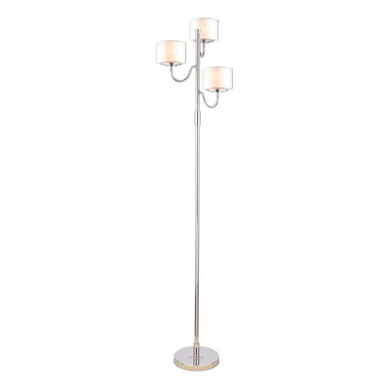 Laura Ashley Southwell 3 Light Floor Lamp Polished Nickel and Opal Glass • LA3756410-Q