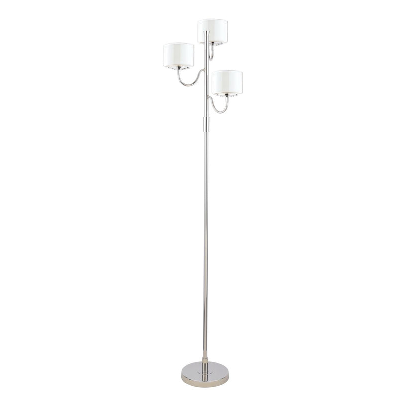 Laura Ashley Southwell 3 Light Floor Lamp Polished Nickel and Opal Glass • LA3756410-Q