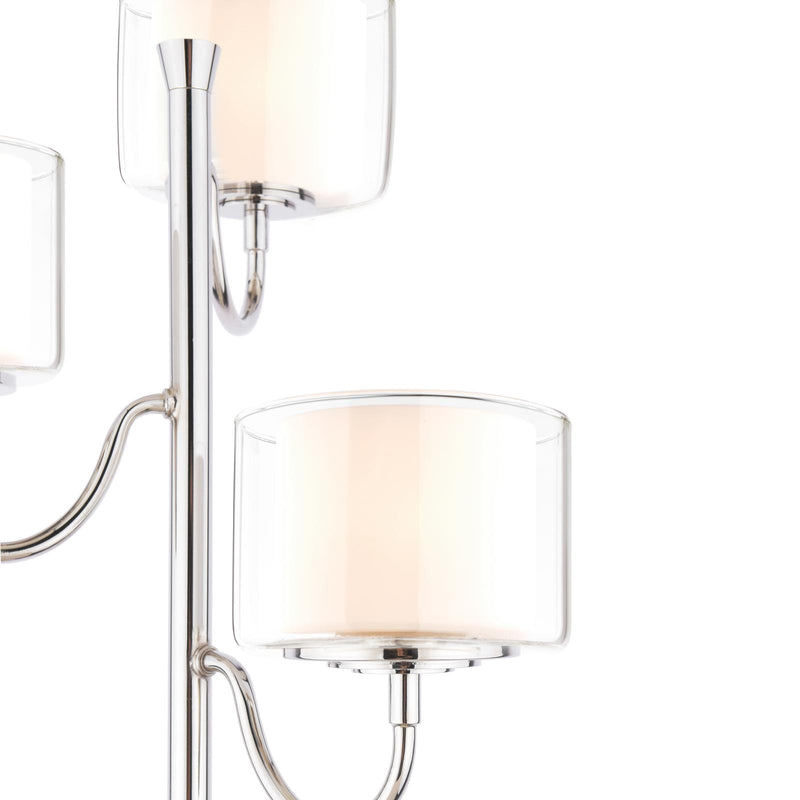 Laura Ashley Southwell 3 Light Floor Lamp Polished Nickel and Opal Glass • LA3756410-Q