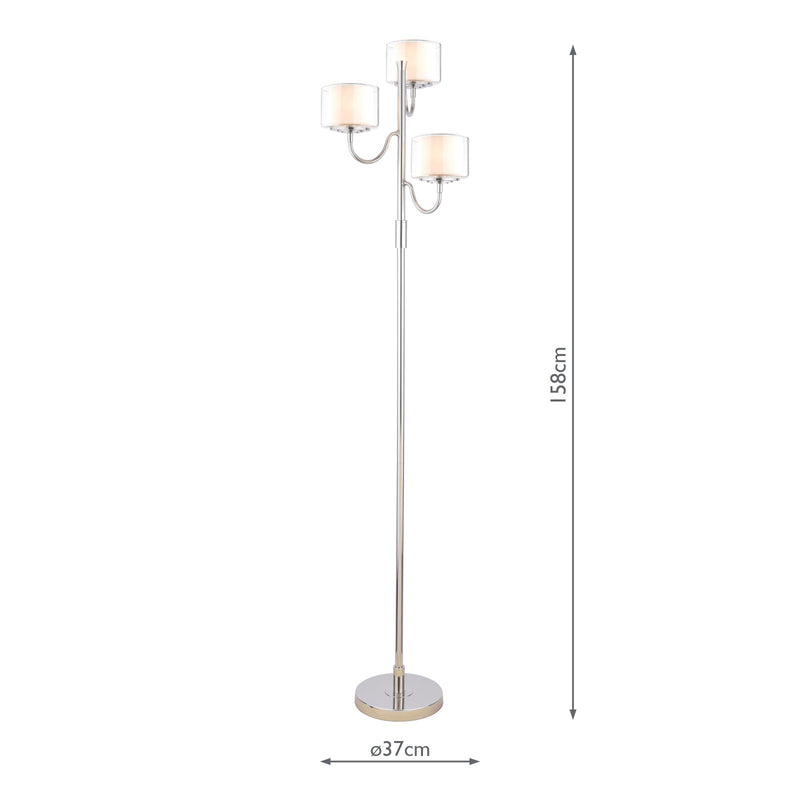Laura Ashley Southwell 3 Light Floor Lamp Polished Nickel and Opal Glass • LA3756410-Q