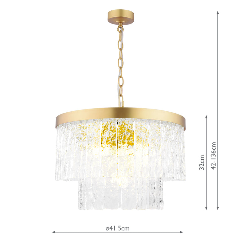Laura Ashley Durnsford 4 Light Pendant Matt Antique Brass and Textured Glass • LA3756411-Q