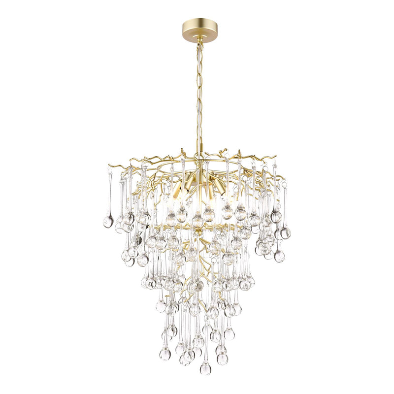 Laura Ashley Willow 4 Light Pendant Satin Champagne and Crystal • LA3756413-Q