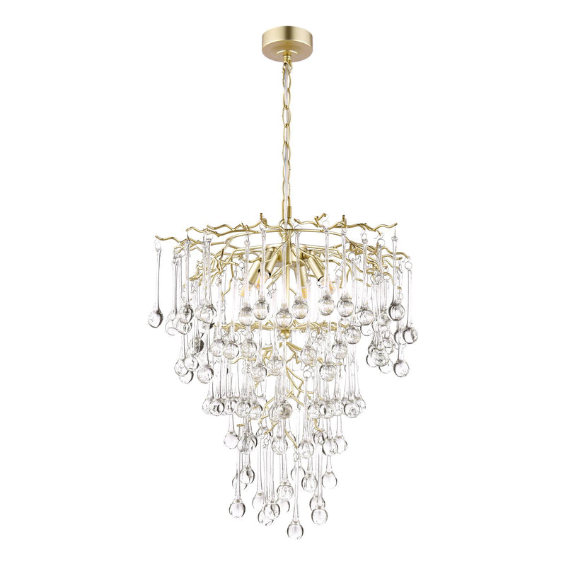 Laura Ashley Willow 4 Light Pendant Satin Champagne and Crystal • LA3756413-Q