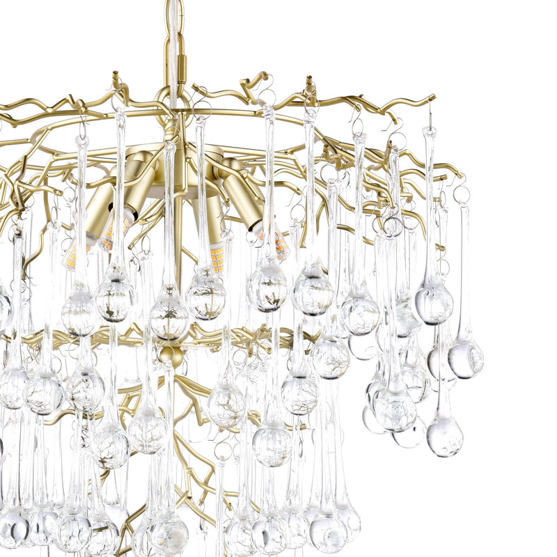 Laura Ashley Willow 4 Light Pendant Satin Champagne and Crystal • LA3756413-Q