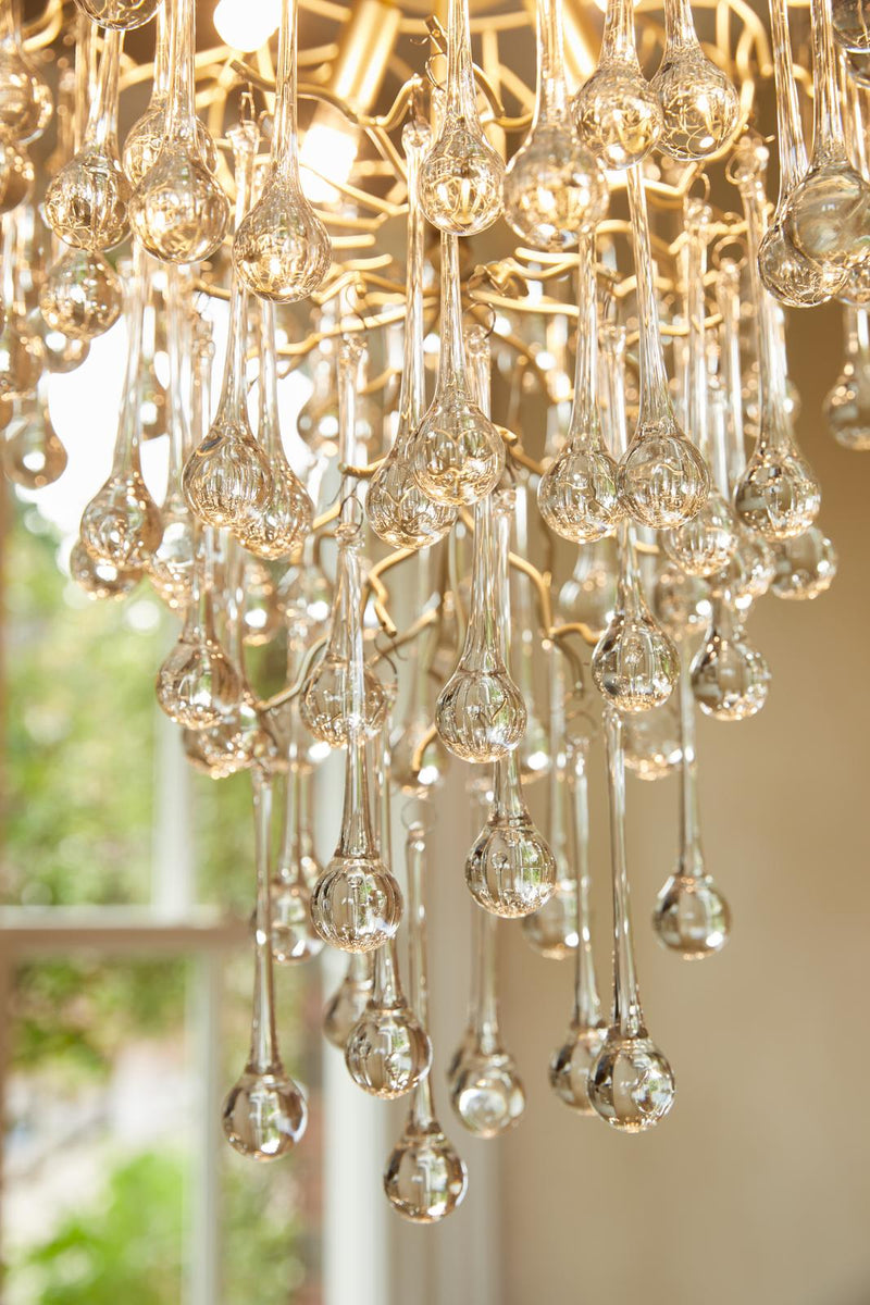 Laura Ashley Willow 4 Light Pendant Satin Champagne and Crystal • LA3756413-Q
