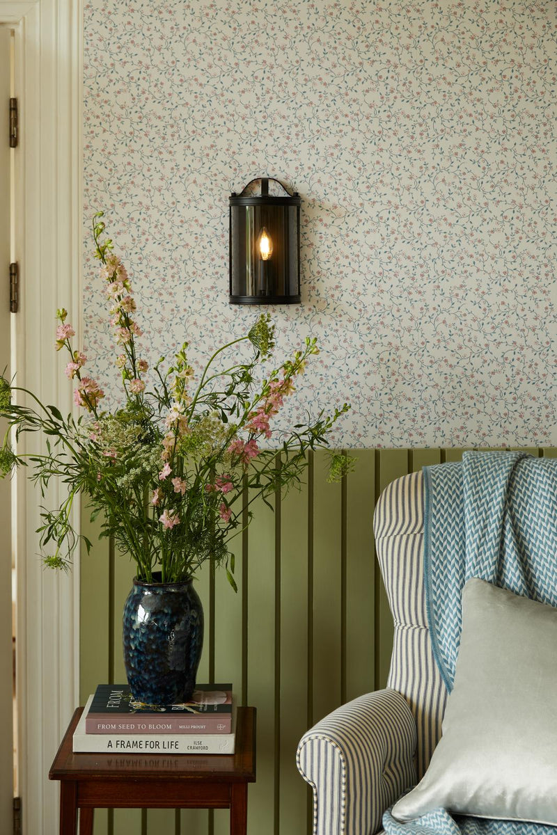 Laura Ashley Harrington Wall Light Matt Black and Glass • LA3756423-Q