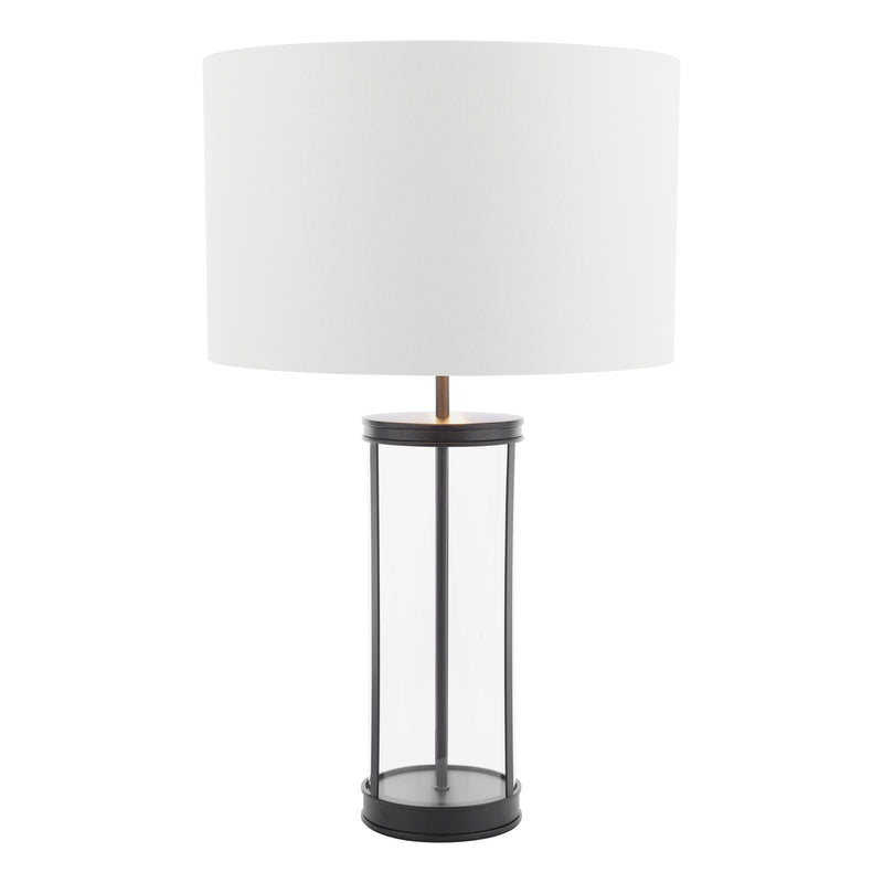 Laura Ashley Harrington Large Table Lamp Matt Black and Glass With Shade • LA3756425-Q
